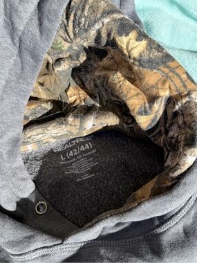 Realtree Gray Zip-Up Hoodie with Camo Lining